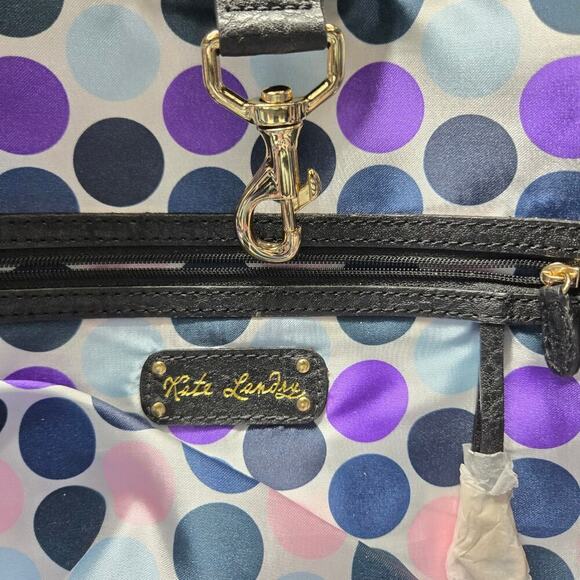 NEW Kate Landry Large Black Gold Canvas & Leather Hobo Shoulder Bag - Picture 8 of 11